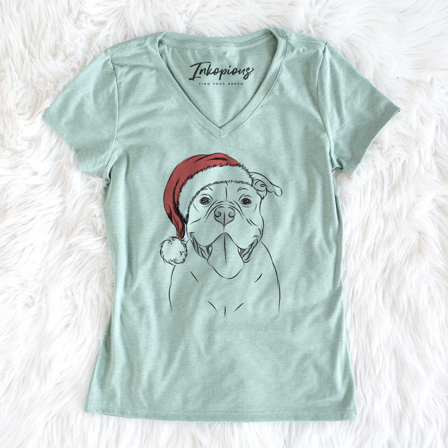 Santa Nacho the American Bully - Women's V-neck Shirt