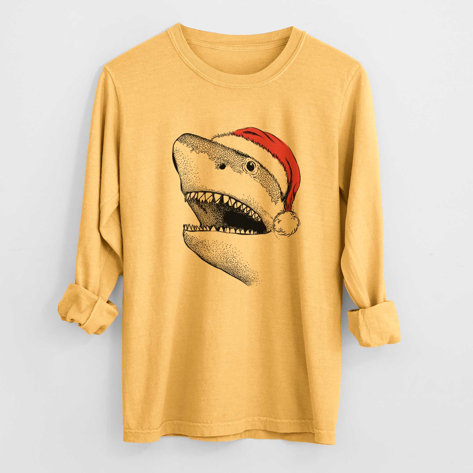 Santa Nado the Great White Shark - Heavyweight 100% Cotton Long Sleeve