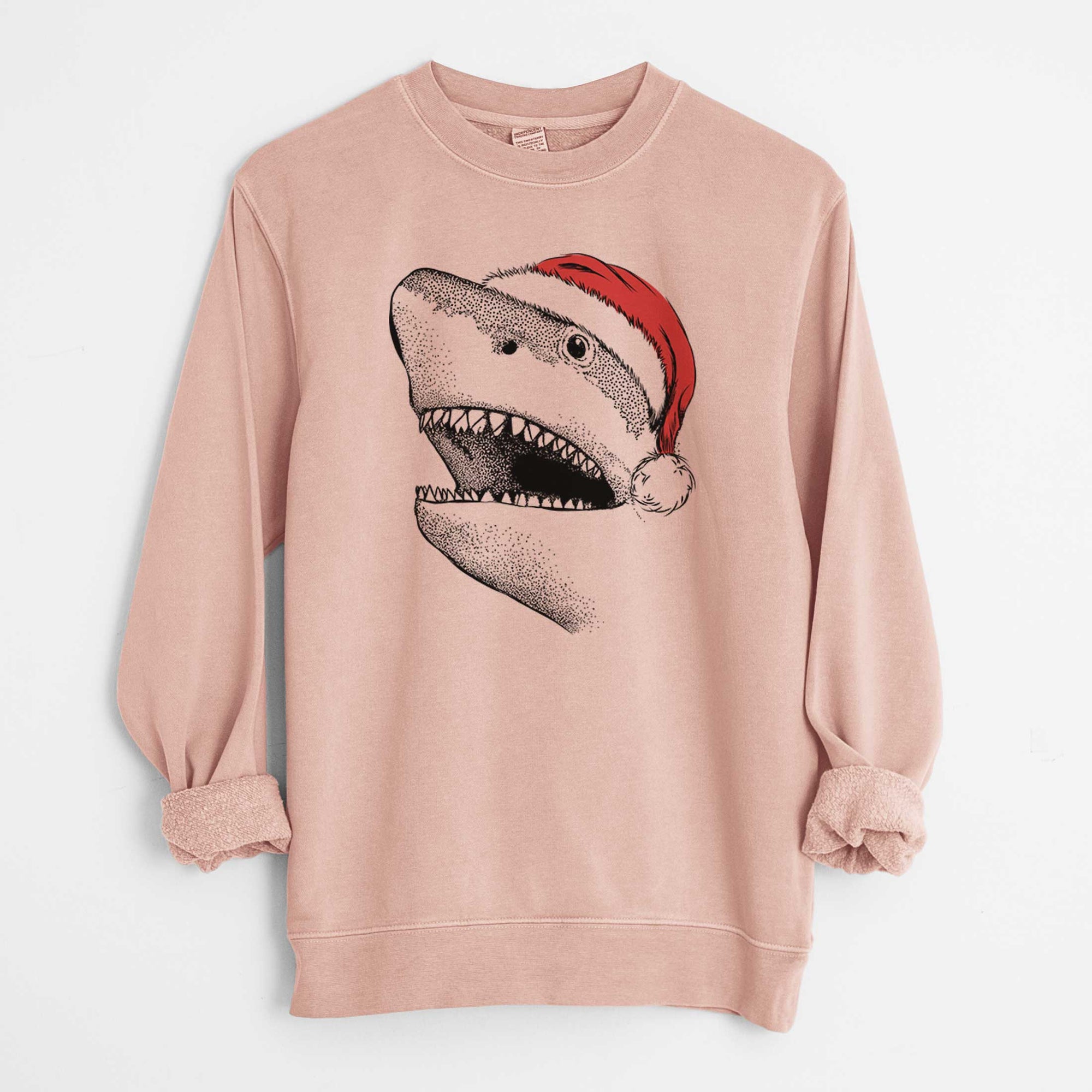 Santa Nado the Great White Shark - Unisex Pigment Dyed Crew Sweatshirt