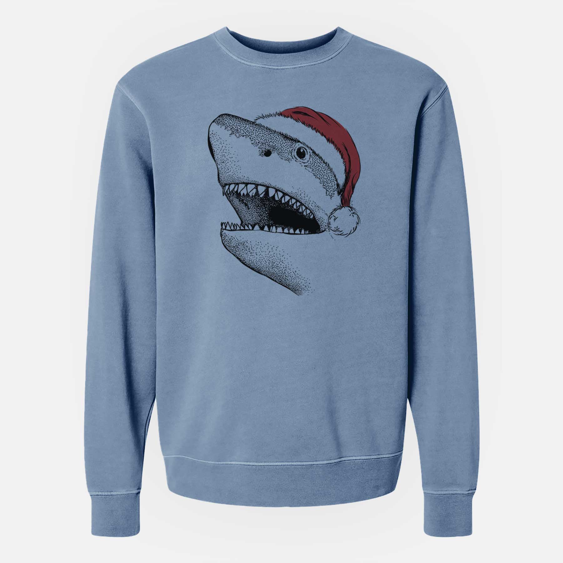 Santa Nado the Great White Shark - Unisex Pigment Dyed Crew Sweatshirt