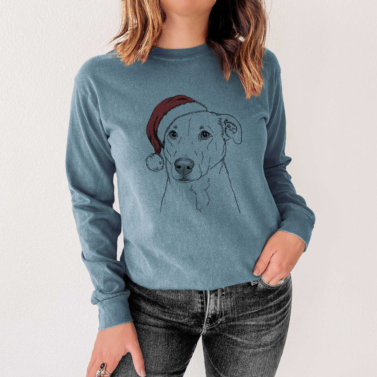 Santa Nala the American Staffordshire Terrier - Heavyweight 100% Cotton Long Sleeve