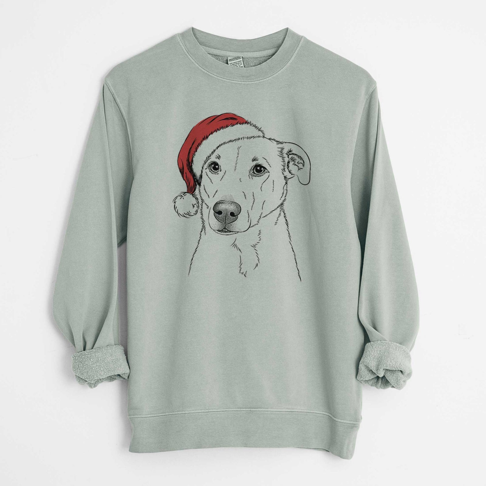 Santa Nala the American Staffordshire Terrier - Unisex Pigment Dyed Crew Sweatshirt