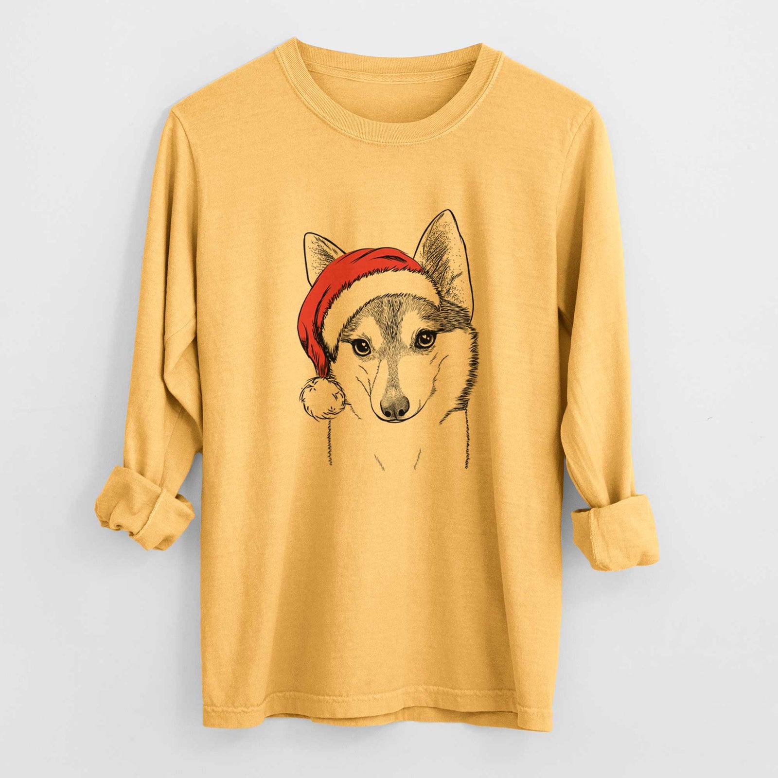 Santa Nami the Alaskan Klee Kai - Heavyweight 100% Cotton Long Sleeve