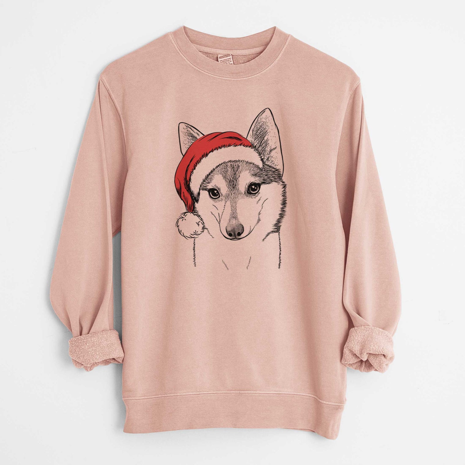 Santa Nami the Alaskan Klee Kai - Unisex Pigment Dyed Crew Sweatshirt