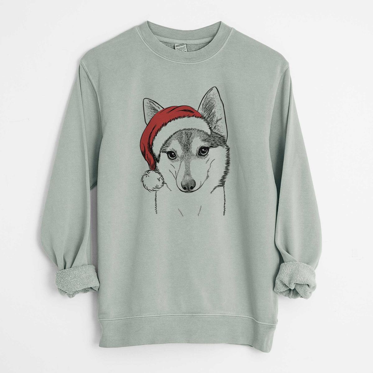 Santa Nami the Alaskan Klee Kai - Unisex Pigment Dyed Crew Sweatshirt