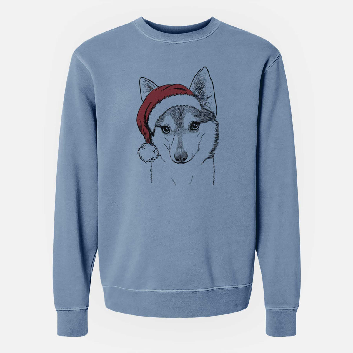 Santa Nami the Alaskan Klee Kai - Unisex Pigment Dyed Crew Sweatshirt