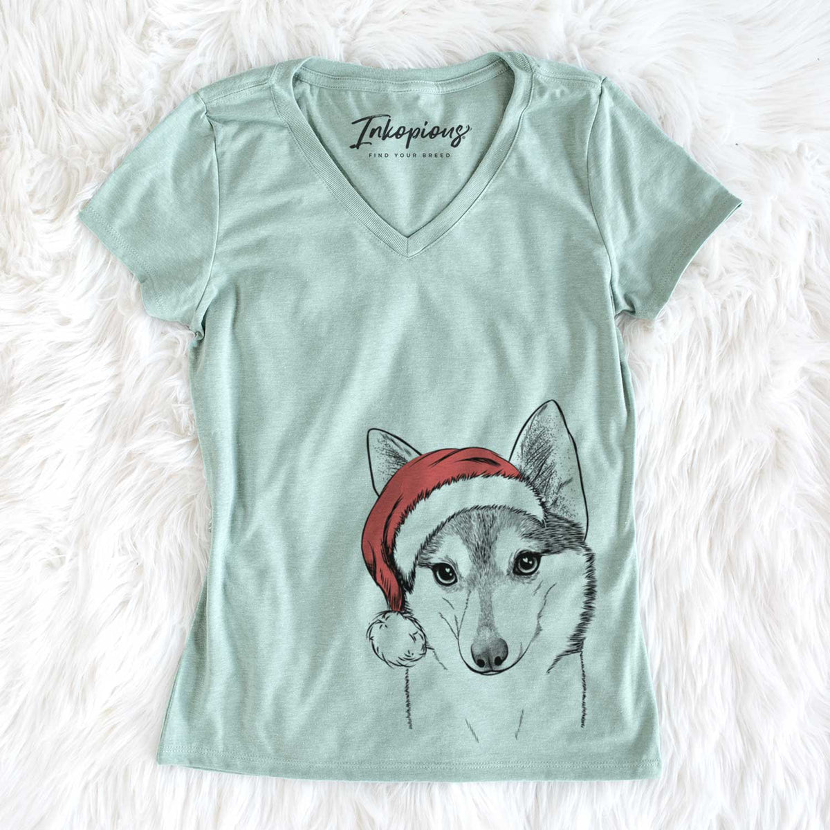 Santa Nami the Alaskan Klee Kai - Women&#39;s V-neck Shirt