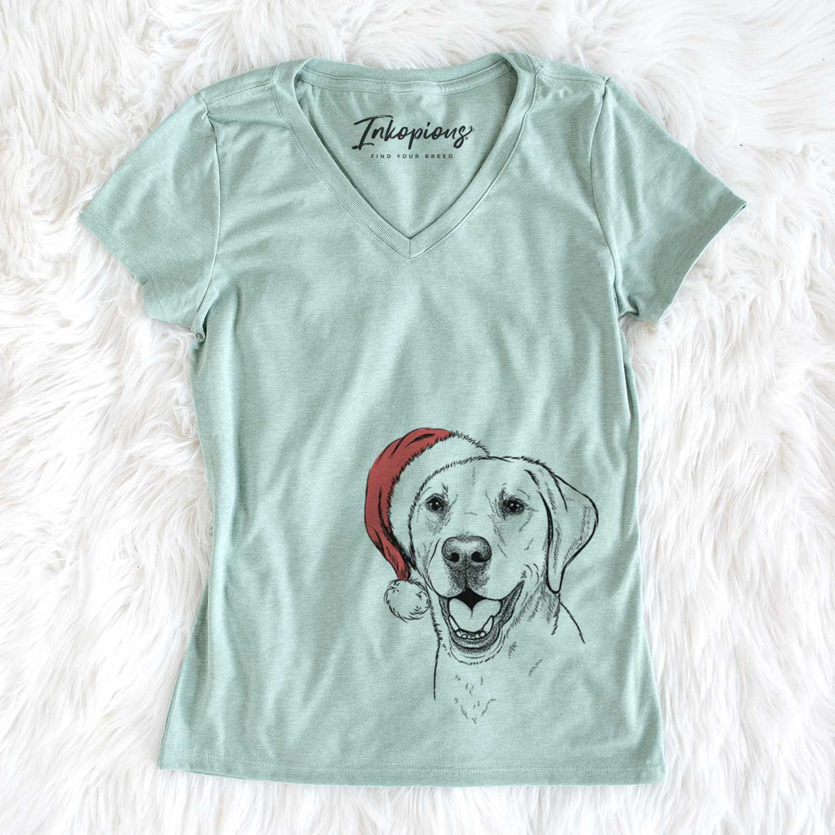 Santa Nate the Labrador Retriever - Women&#39;s V-neck Shirt