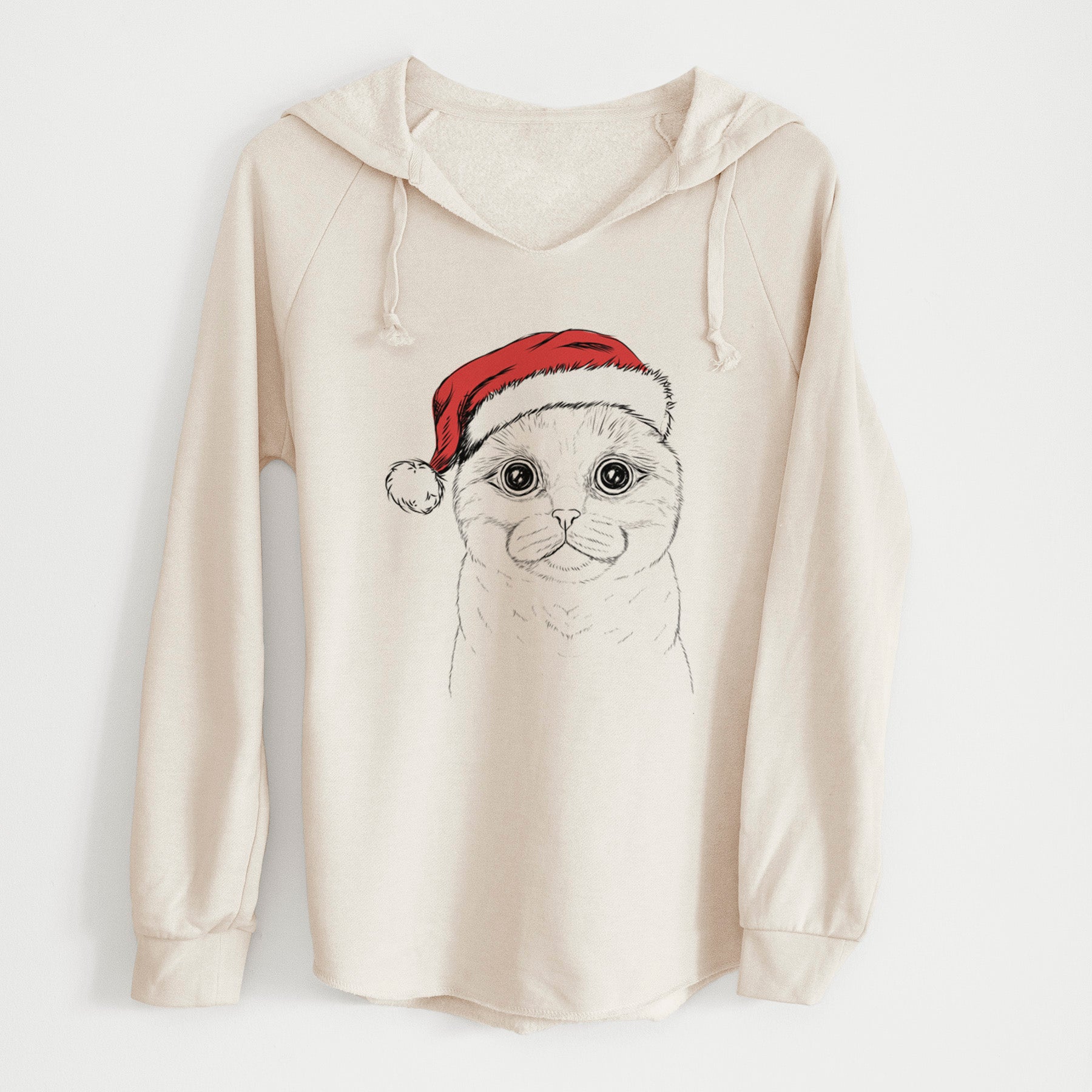 Santa Neko the Scottish Fold Cat - Cali Wave Hooded Sweatshirt