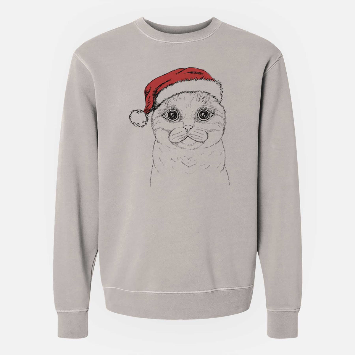 Santa Neko the Scottish Fold Cat - Unisex Pigment Dyed Crew Sweatshirt