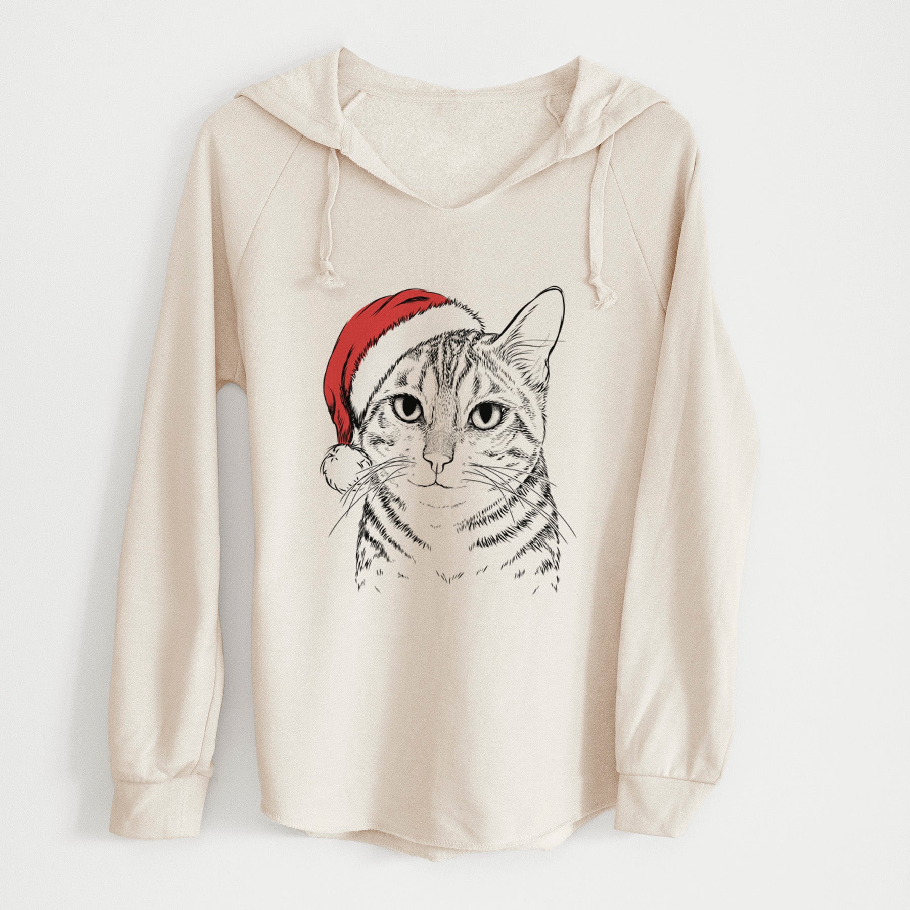 Santa Nell the Tabby Cat - Cali Wave Hooded Sweatshirt