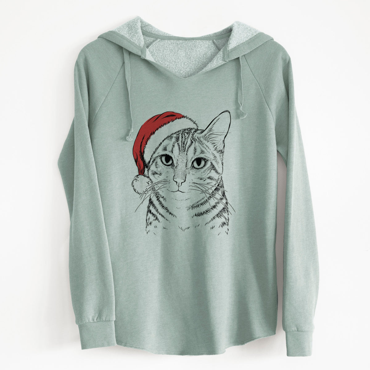 Santa Nell the Tabby Cat - Cali Wave Hooded Sweatshirt