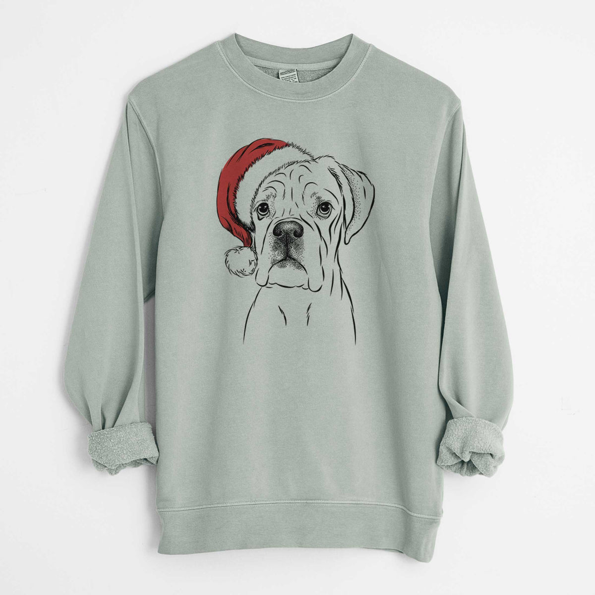 Santa Nelly the Boxer - Unisex Pigment Dyed Crew Sweatshirt