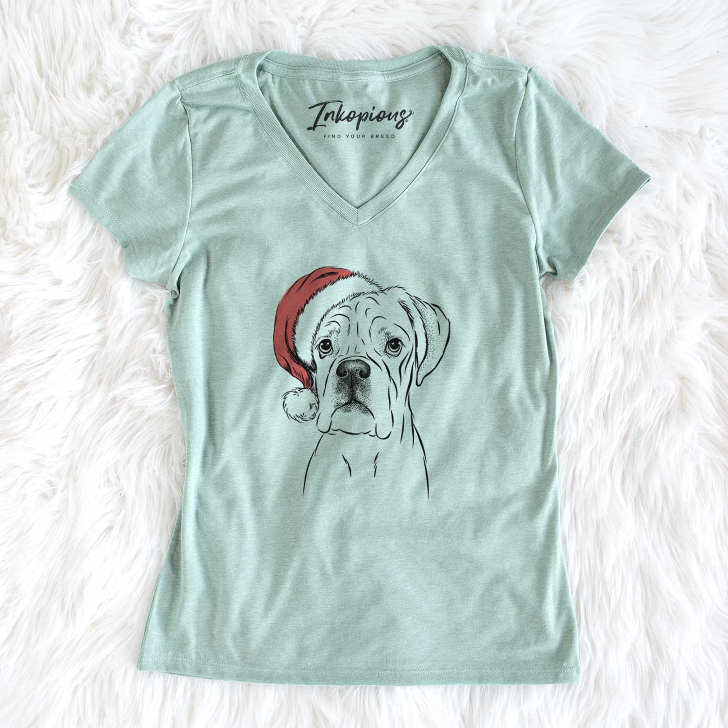 Santa Nelly the Boxer - Women's V-neck Shirt