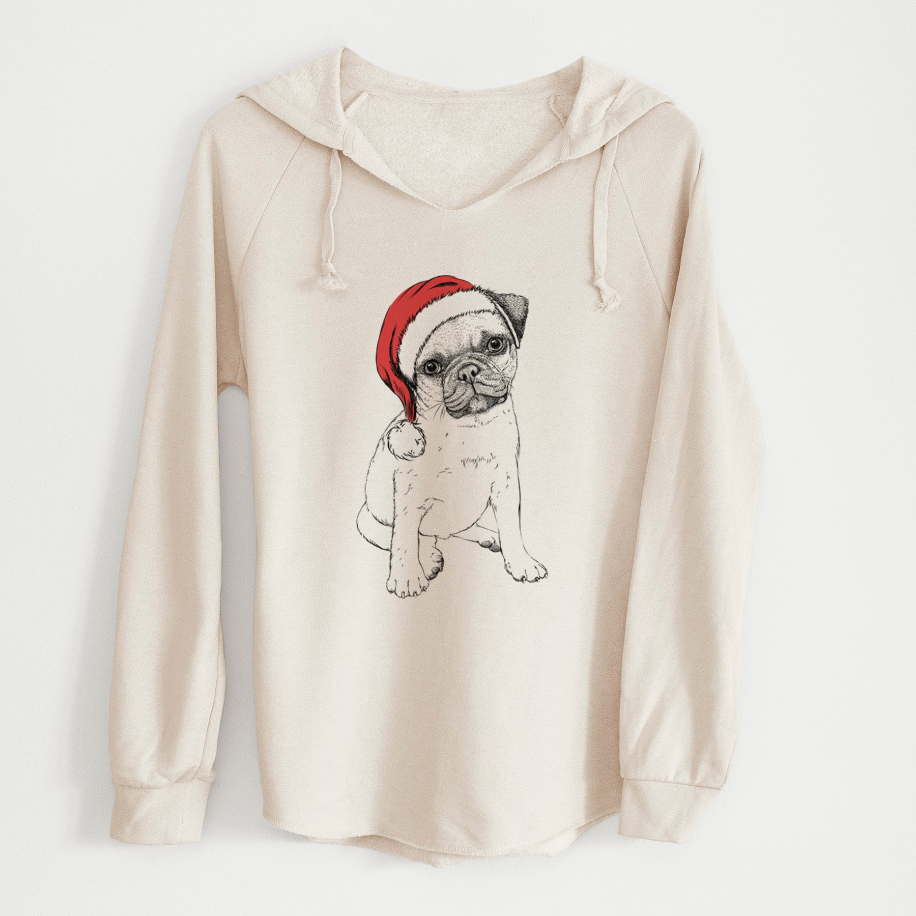 Santa Nelson the Pug Puppy - Cali Wave Hooded Sweatshirt