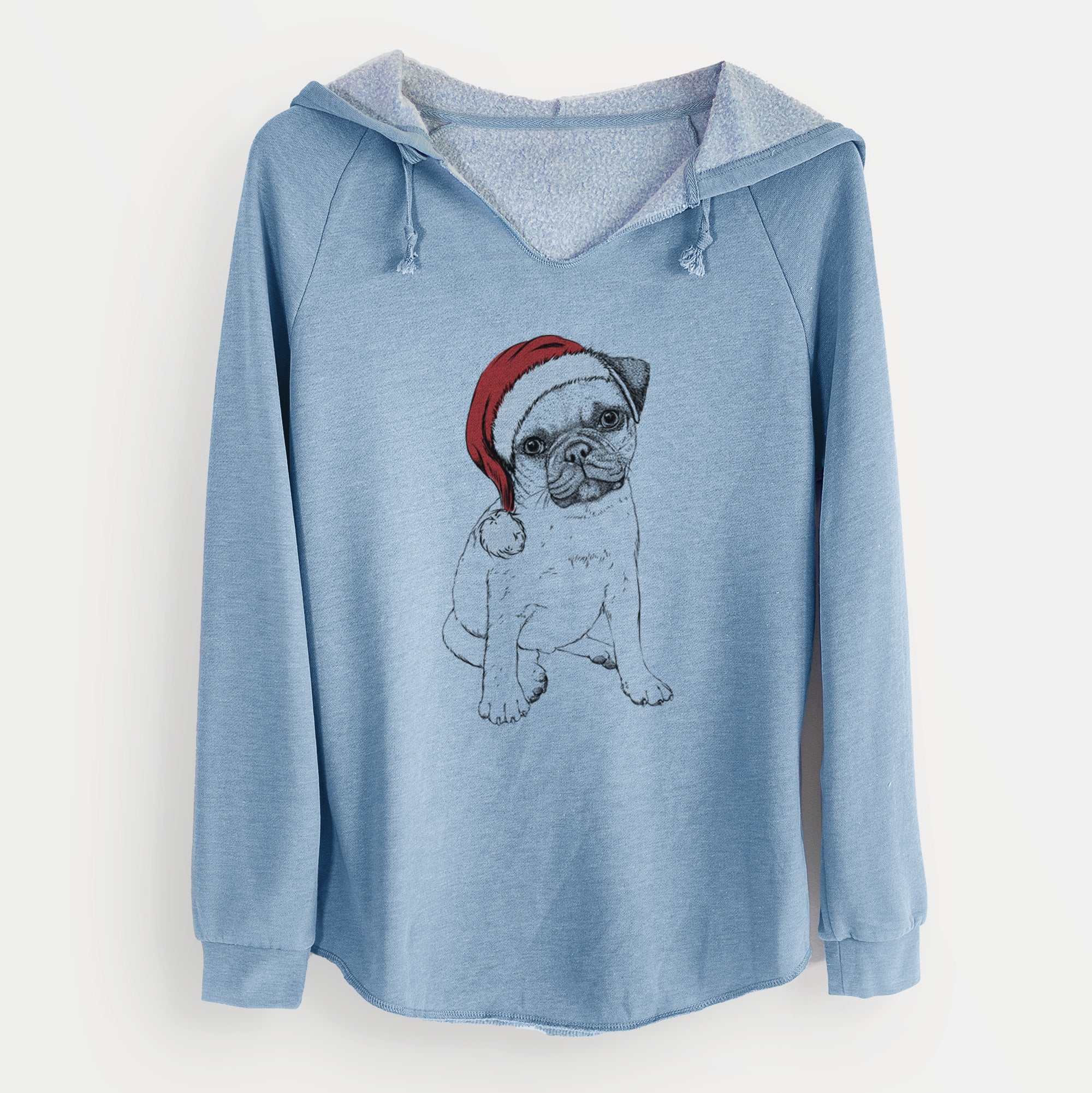 Santa Nelson the Pug Puppy - Cali Wave Hooded Sweatshirt