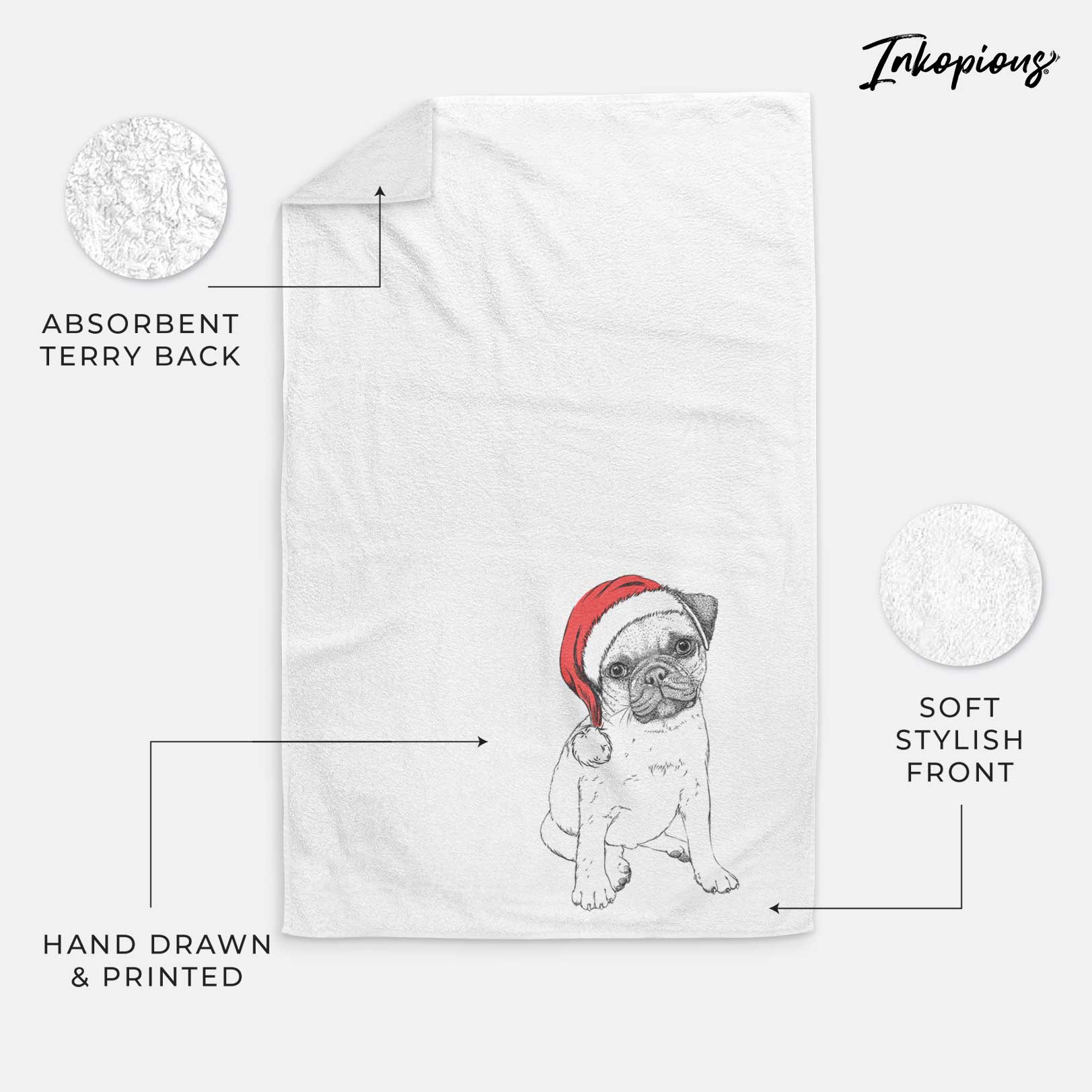 Nelson the Pug Puppy Decorative Hand Towel