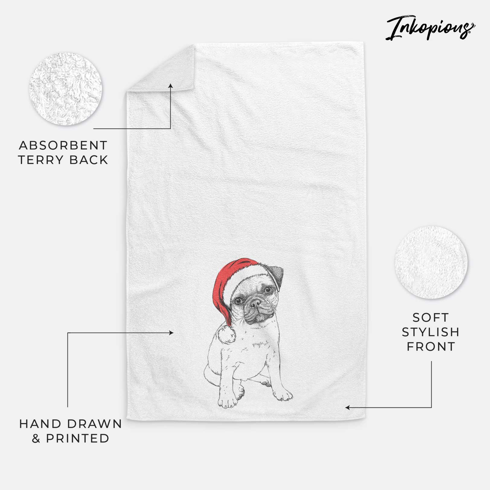 Nelson the Pug Puppy Decorative Hand Towel