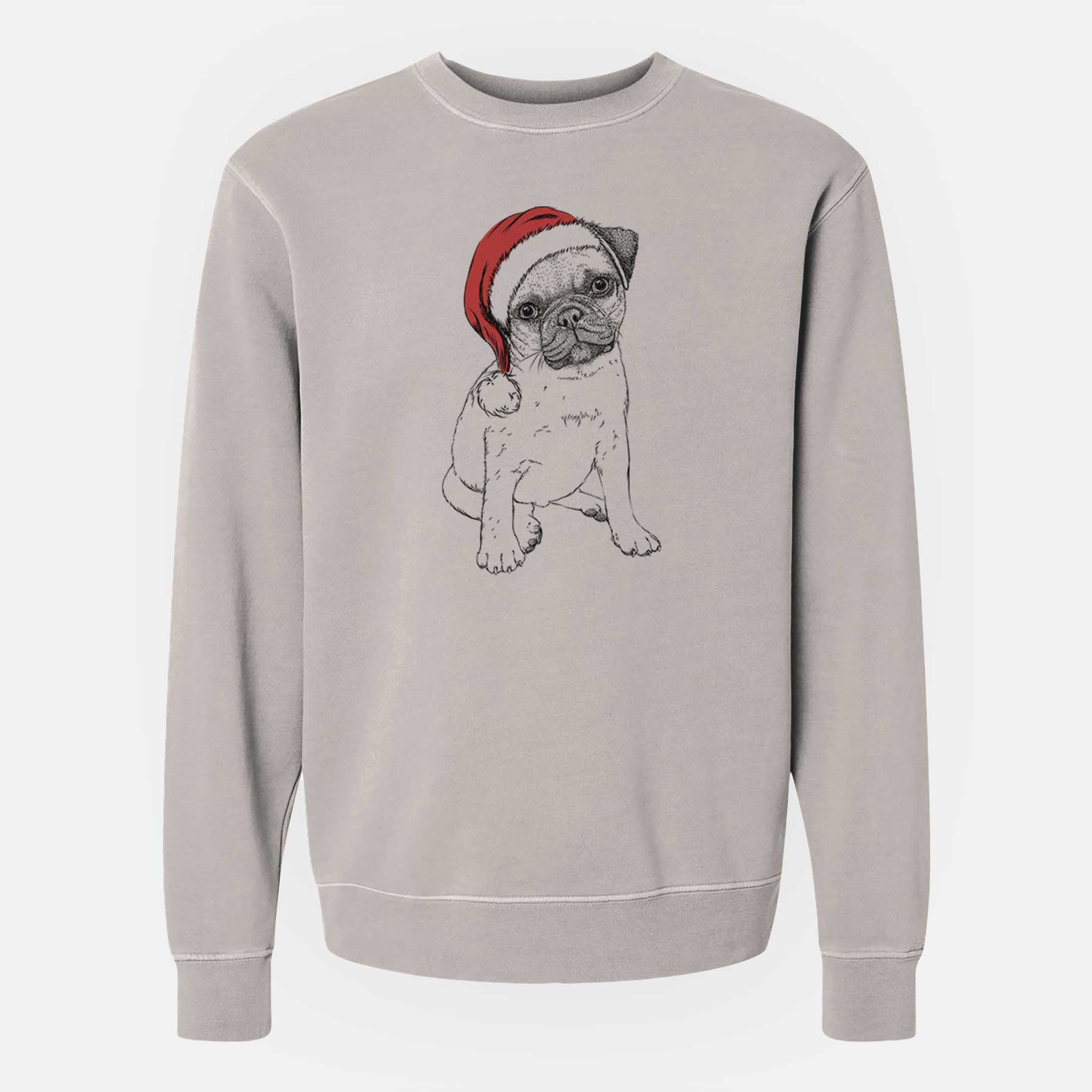 Santa Nelson the Pug Puppy - Unisex Pigment Dyed Crew Sweatshirt