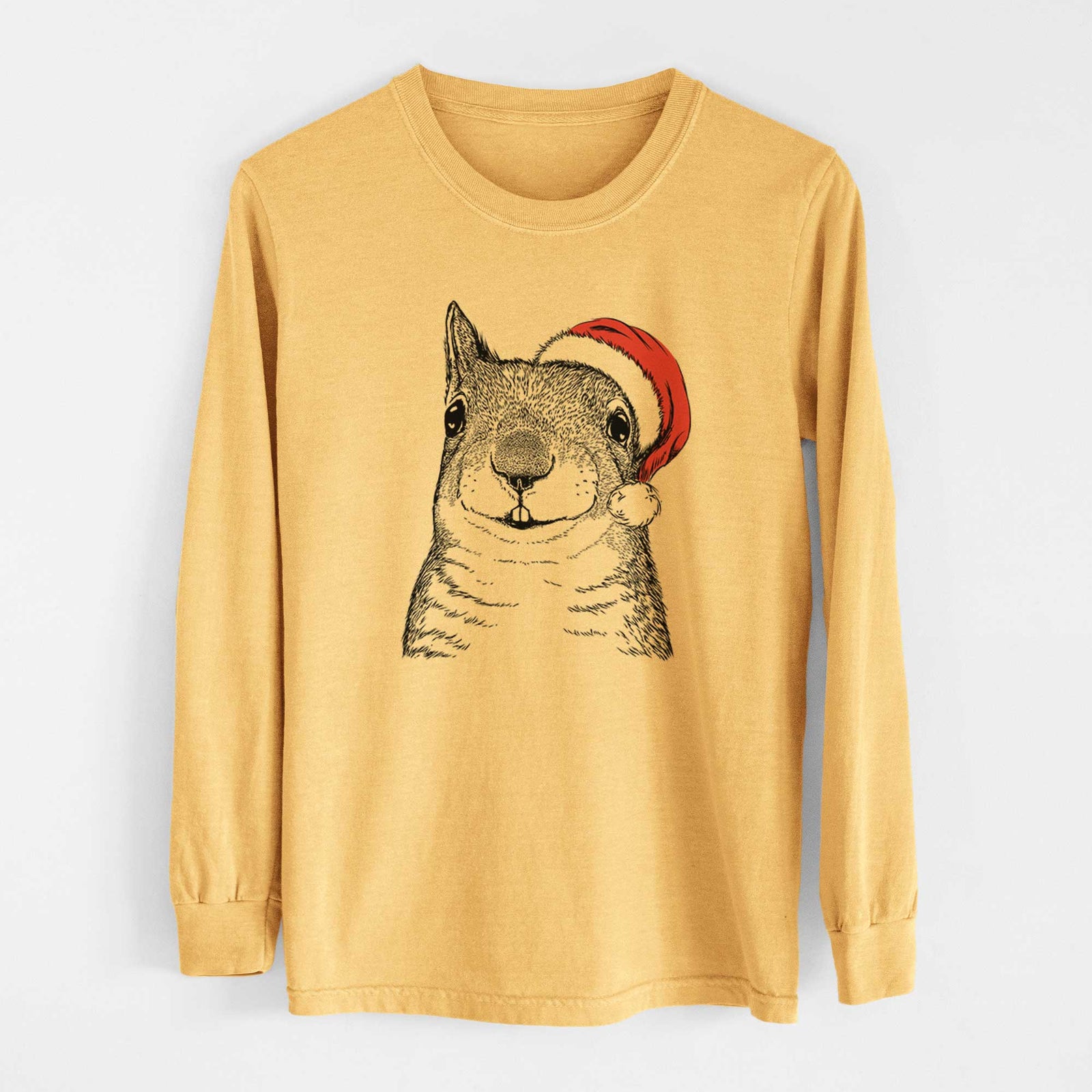 Santa Nibbles the Squirrel - Heavyweight 100% Cotton Long Sleeve