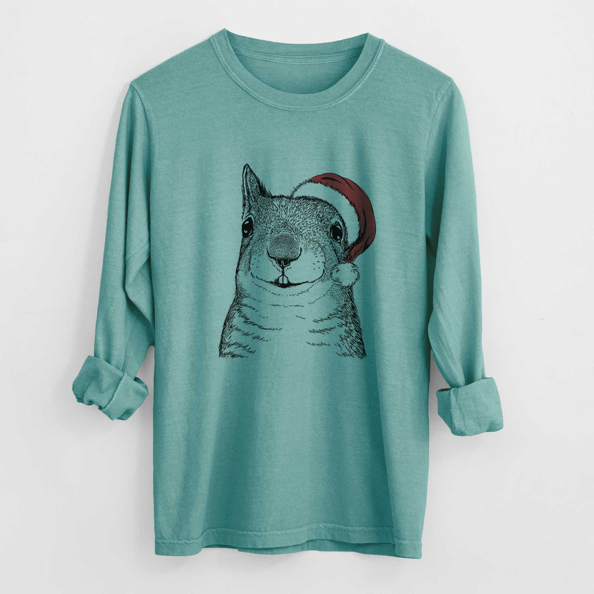 Santa Nibbles the Squirrel - Heavyweight 100% Cotton Long Sleeve