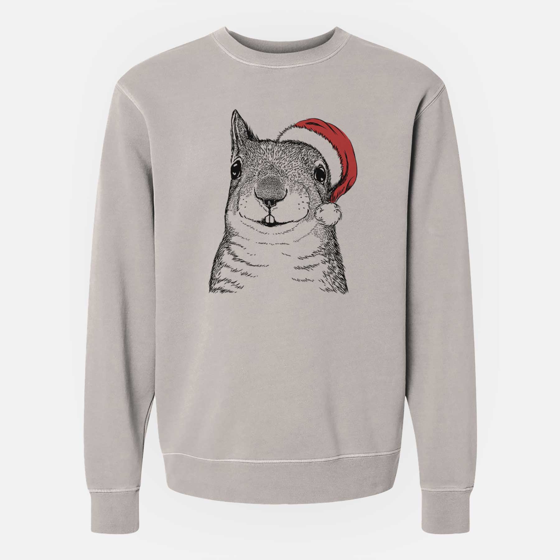 Santa Nibbles the Squirrel - Unisex Pigment Dyed Crew Sweatshirt