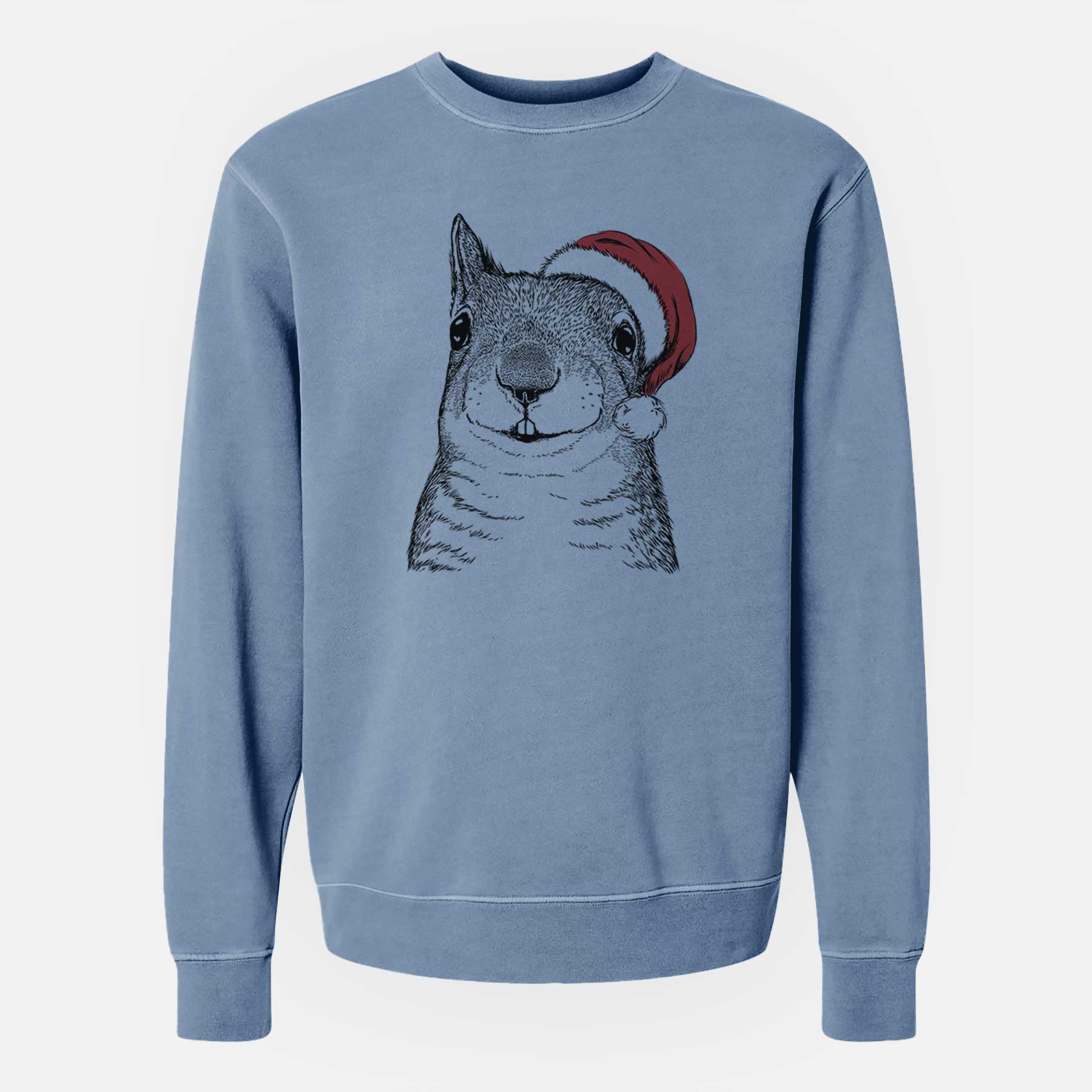 Santa Nibbles the Squirrel - Unisex Pigment Dyed Crew Sweatshirt