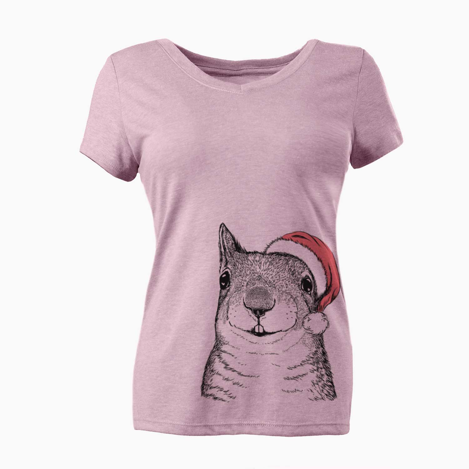 Santa Nibbles the Squirrel - Women's V-neck Shirt