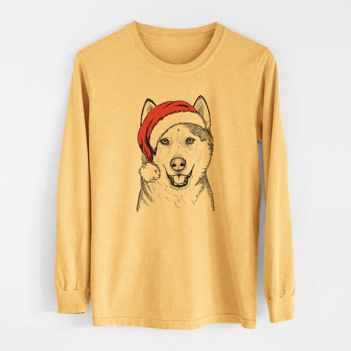 Santa Nika the Siberian Husky - Heavyweight 100% Cotton Long Sleeve