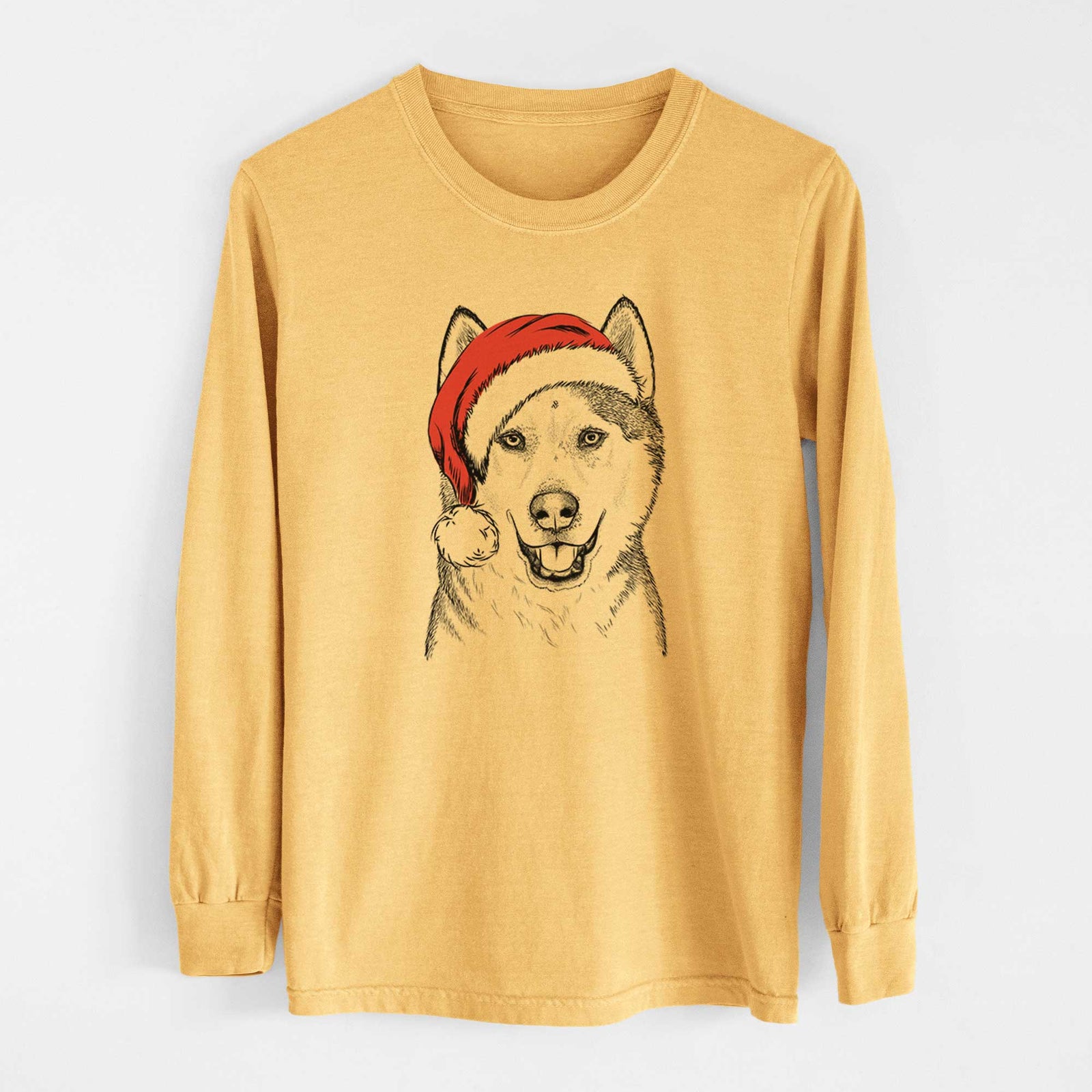 Santa Nika the Siberian Husky - Heavyweight 100% Cotton Long Sleeve