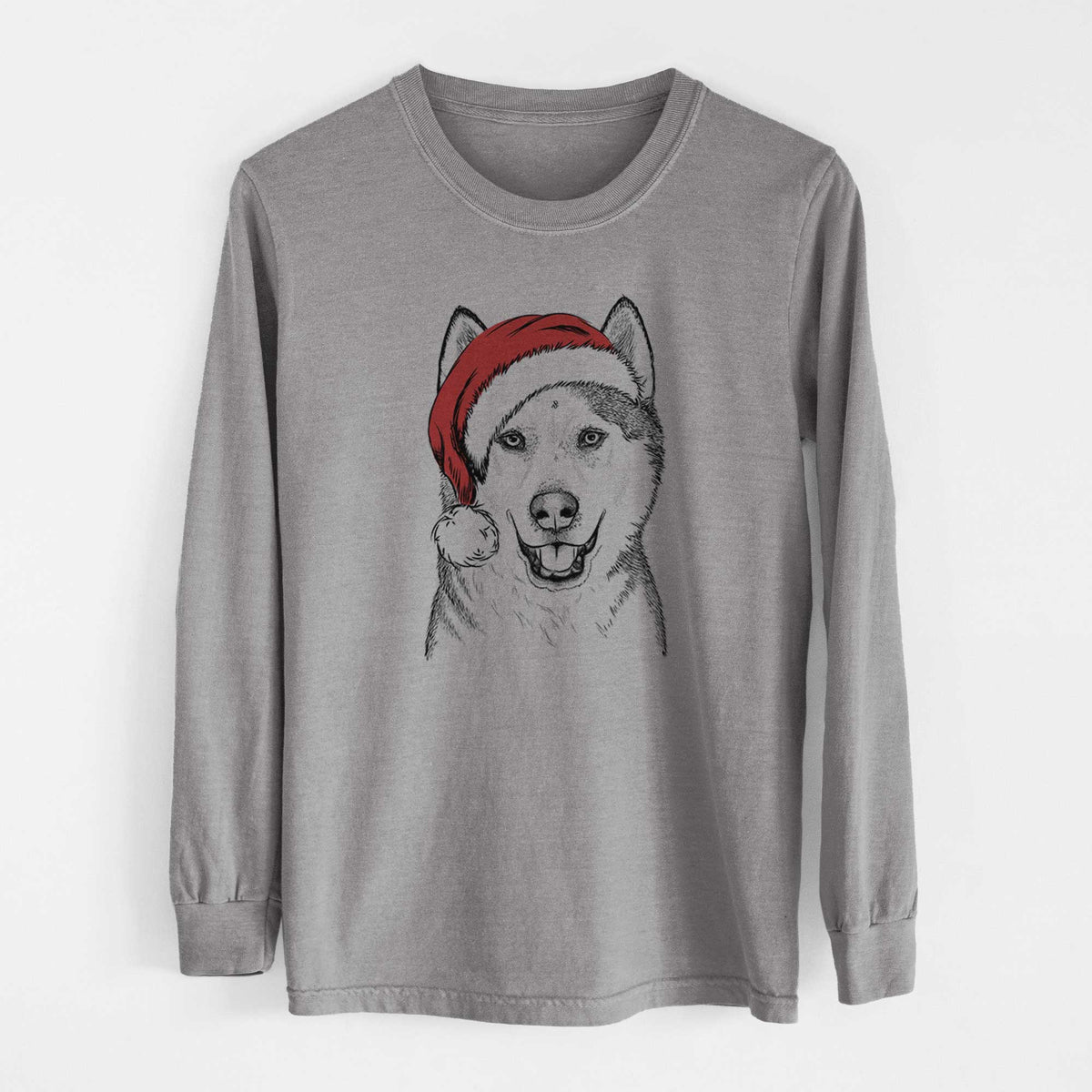 Santa Nika the Siberian Husky - Heavyweight 100% Cotton Long Sleeve