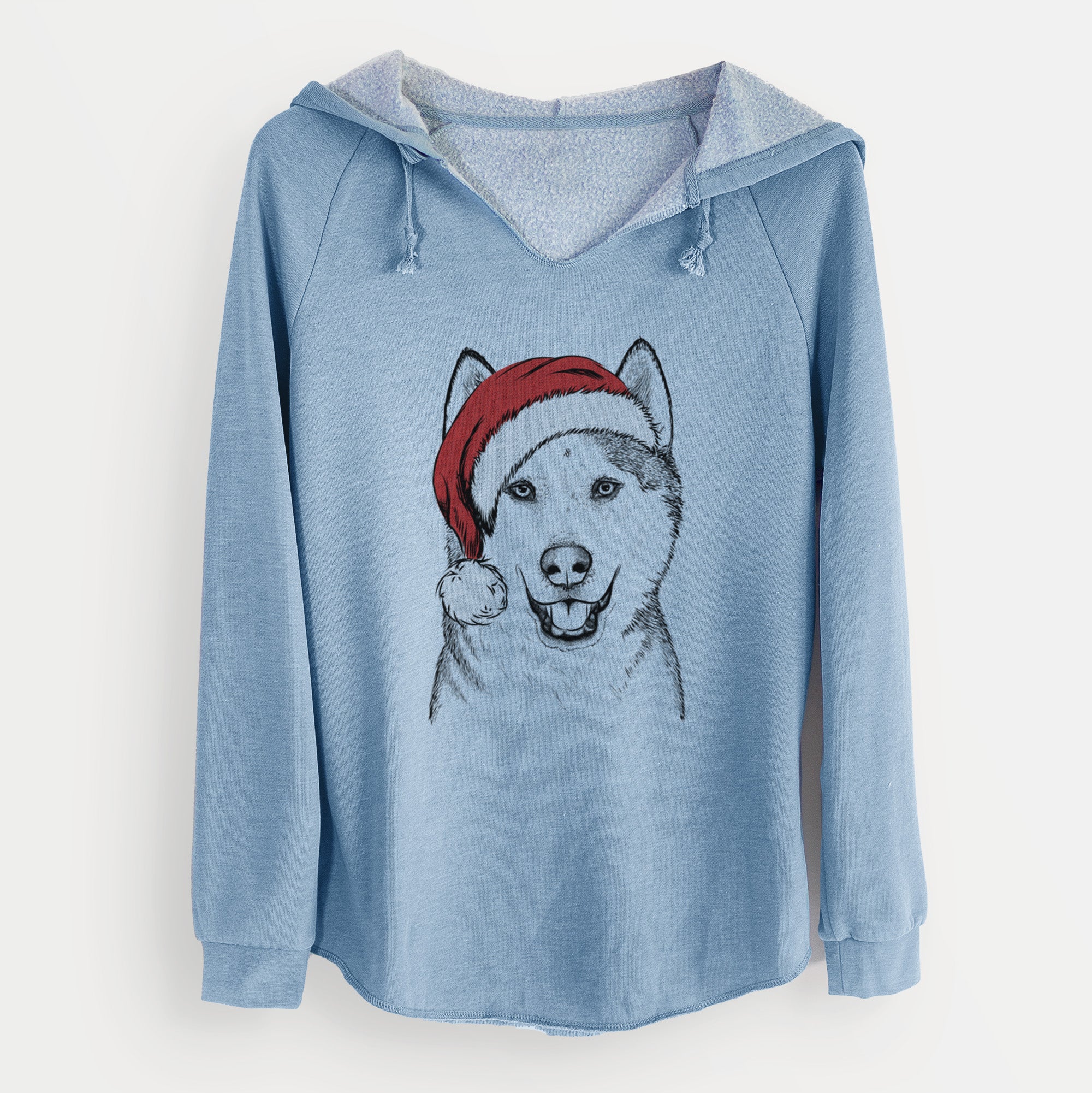 Santa Nika the Siberian Husky - Cali Wave Hooded Sweatshirt