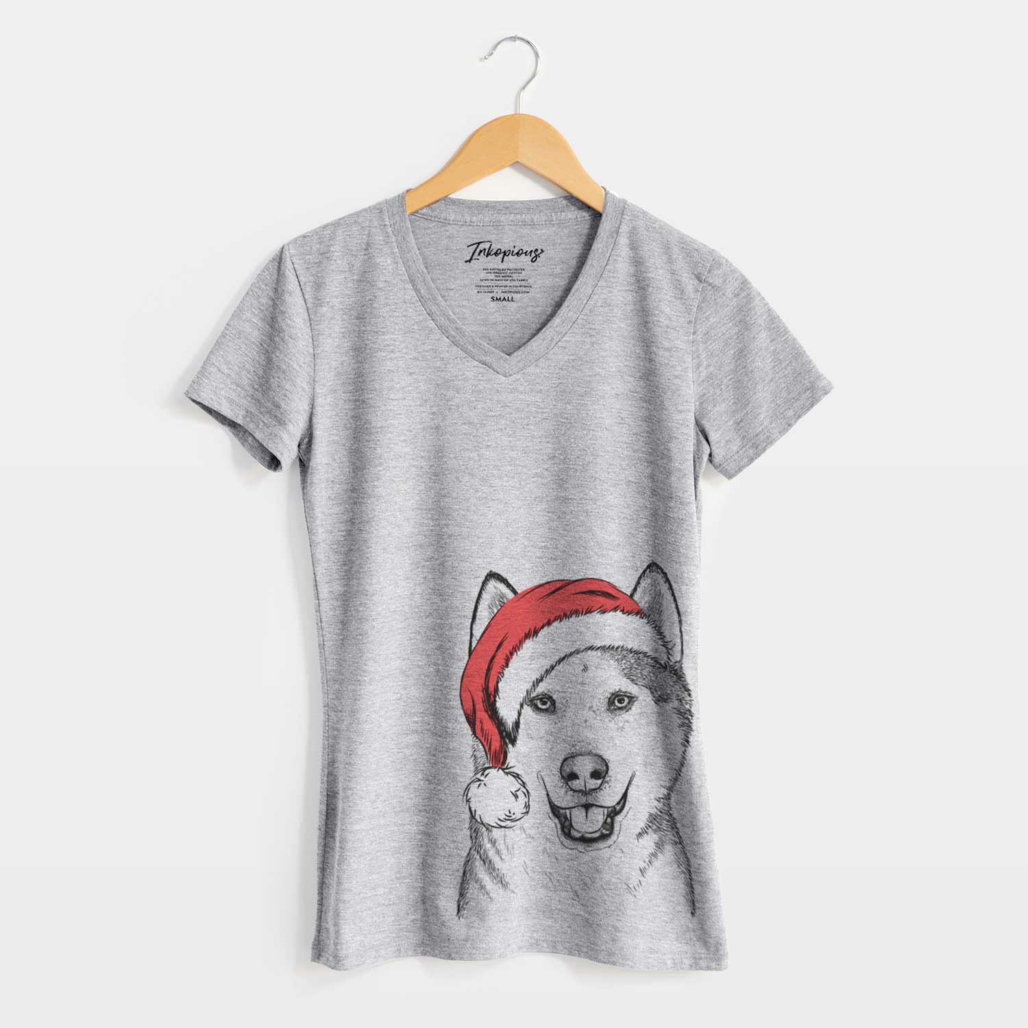 Santa Nika the Siberian Husky - Women's V-neck Shirt