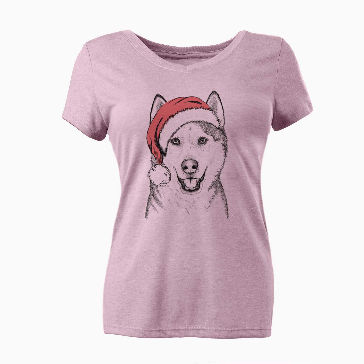 Santa Nika the Siberian Husky - Women's V-neck Shirt