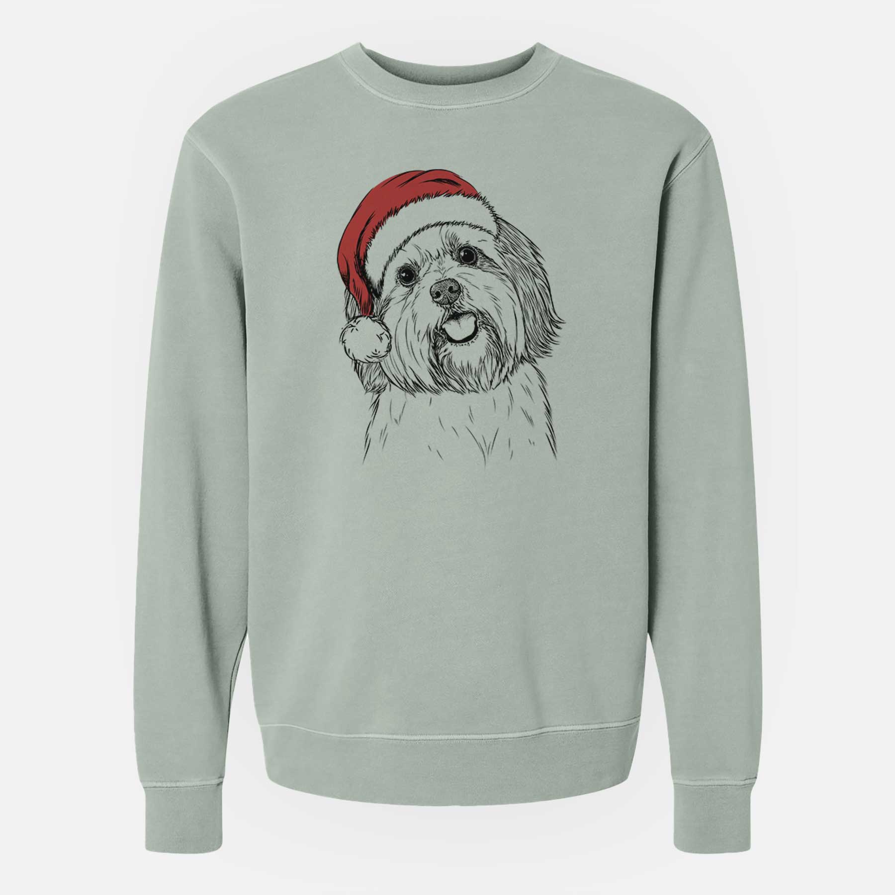 Santa Nikka the Lowchen - Unisex Pigment Dyed Crew Sweatshirt