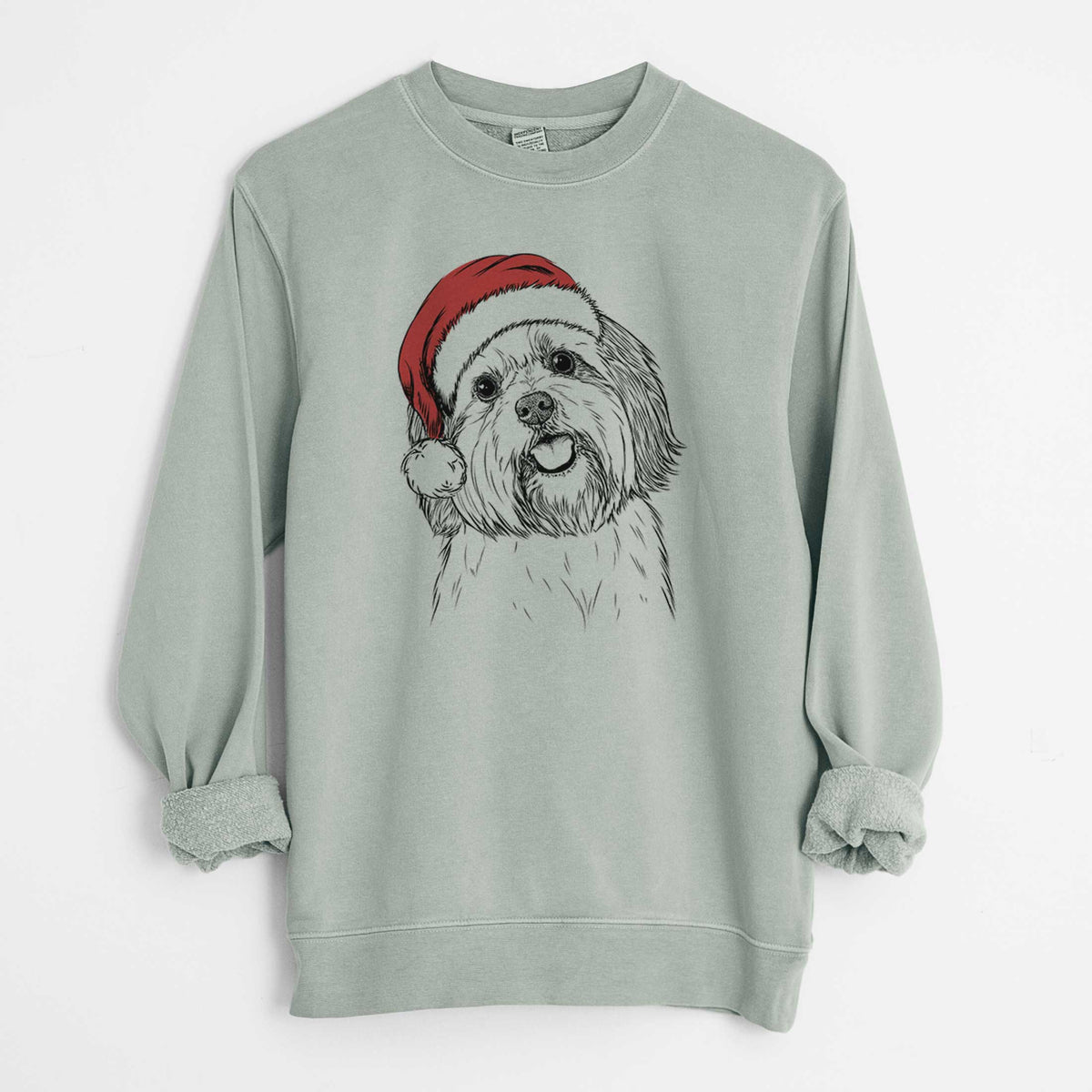 Santa Nikka the Lowchen - Unisex Pigment Dyed Crew Sweatshirt