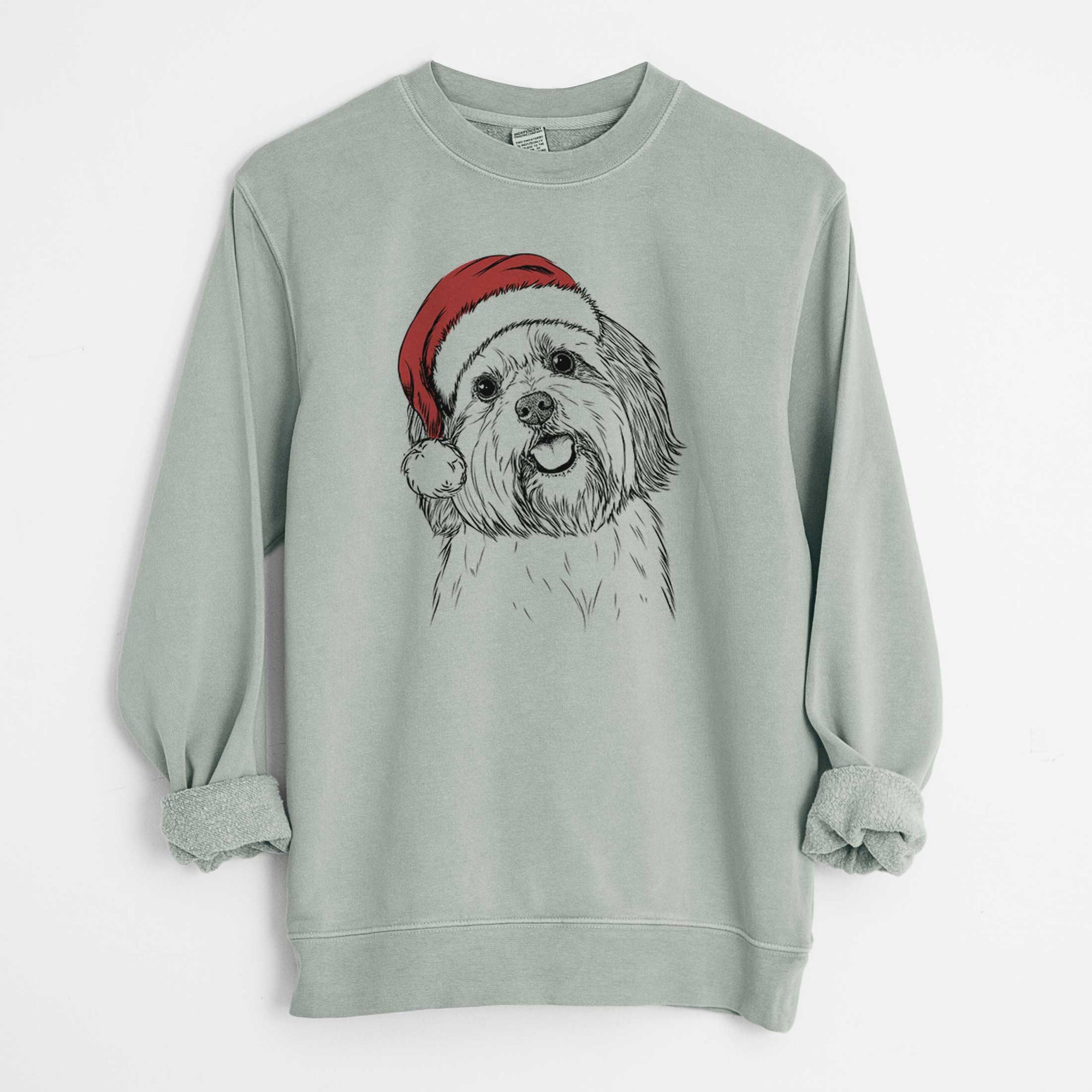 Santa Nikka the Lowchen - Unisex Pigment Dyed Crew Sweatshirt