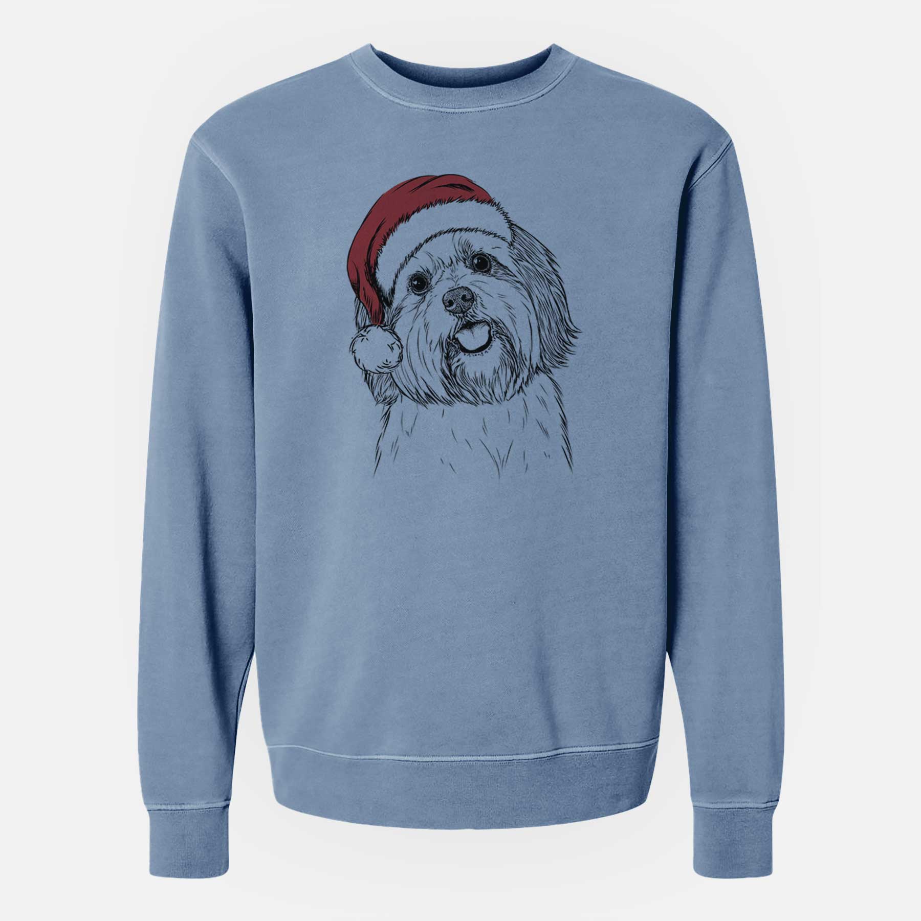 Santa Nikka the Lowchen - Unisex Pigment Dyed Crew Sweatshirt