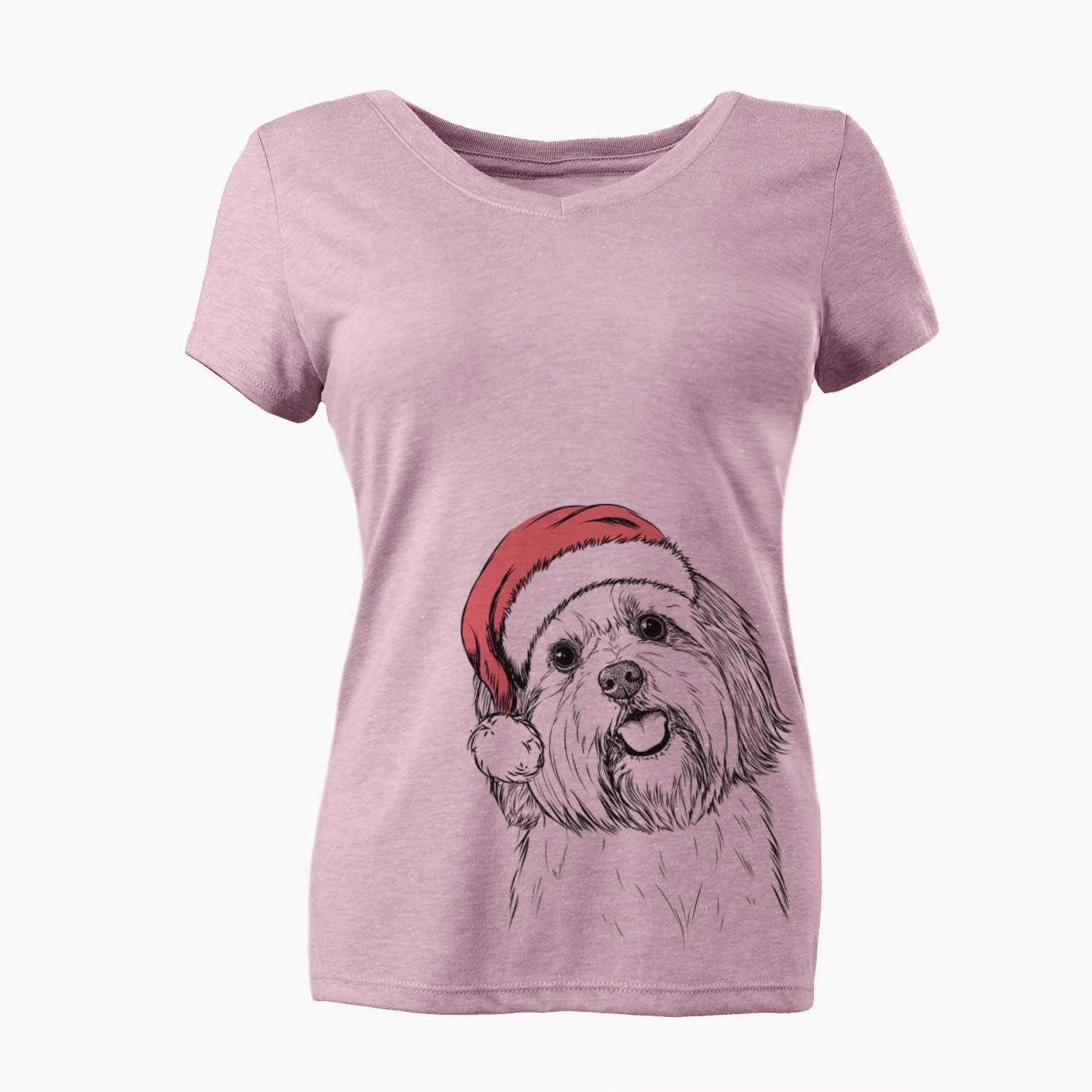 Santa Nikka the Lowchen - Women's V-neck Shirt