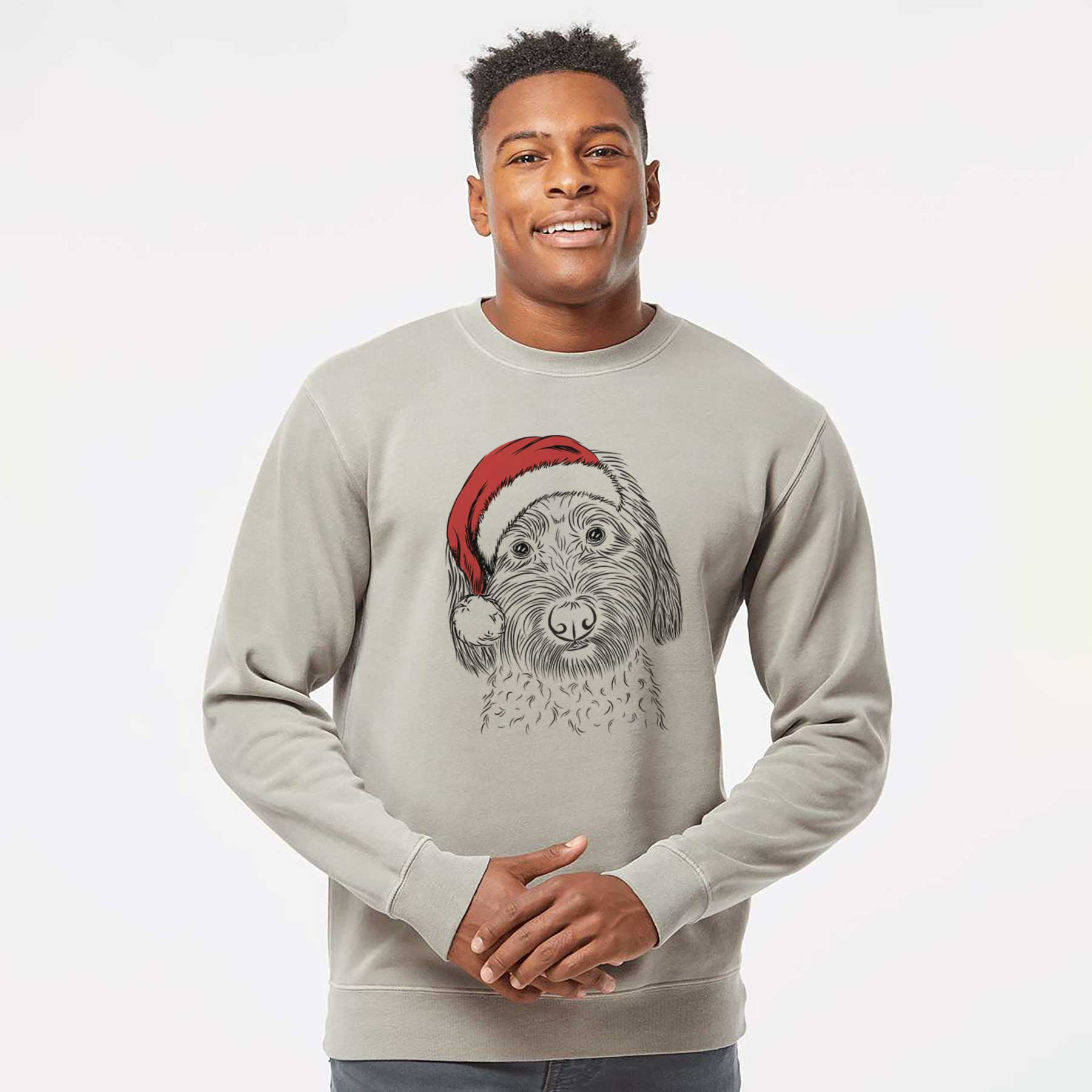 Santa Niles the Soft Coated Wheaten Terrier - Unisex Pigment Dyed Crew Sweatshirt