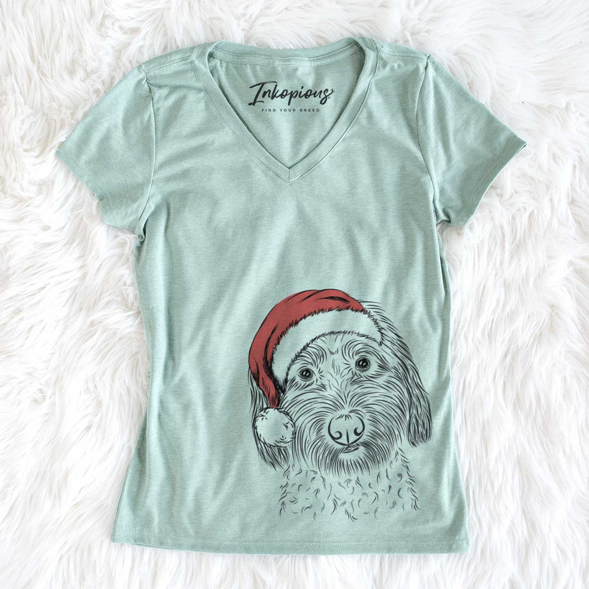 Santa Niles the Soft Coated Wheaten Terrier - Women&#39;s V-neck Shirt