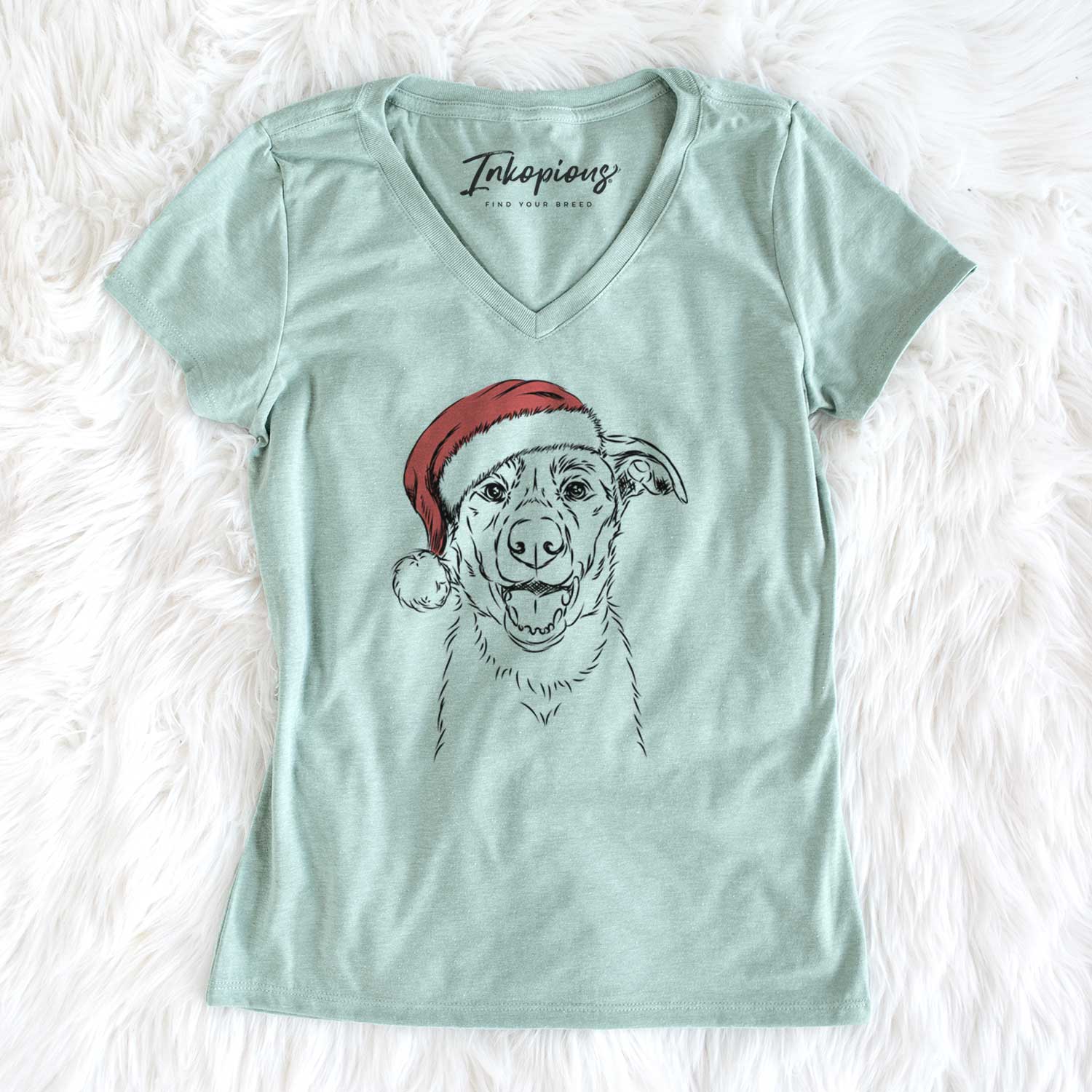 Santa Noah the Border Collie - Women's V-neck Shirt