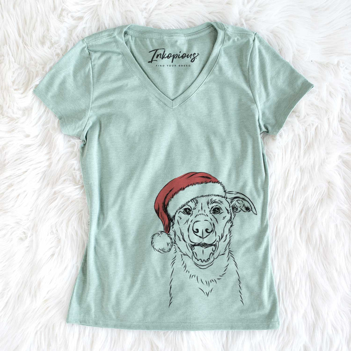 Santa Noah the Border Collie - Women&#39;s V-neck Shirt