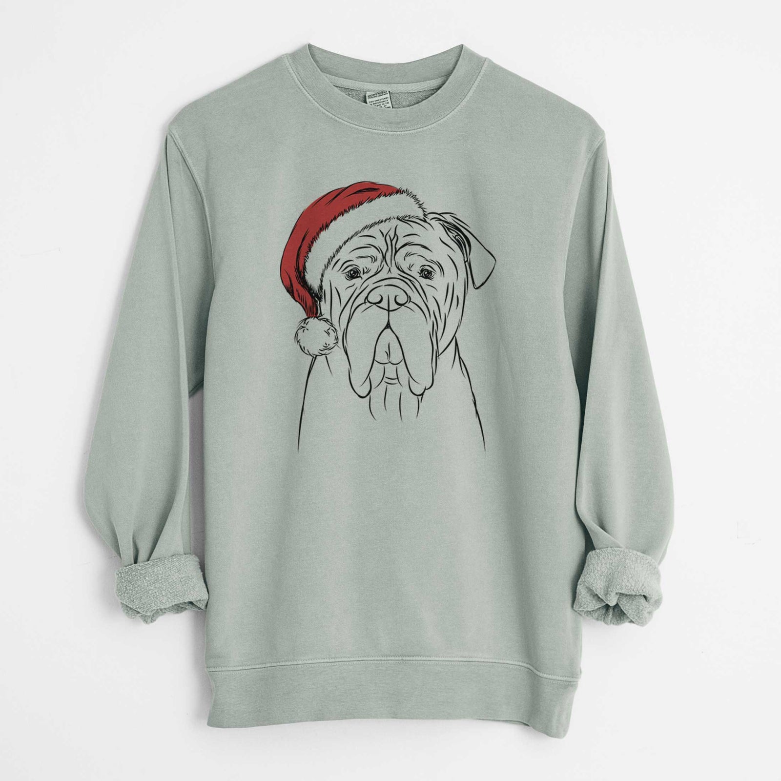 Santa Nolan the Bull Mastiff - Unisex Pigment Dyed Crew Sweatshirt