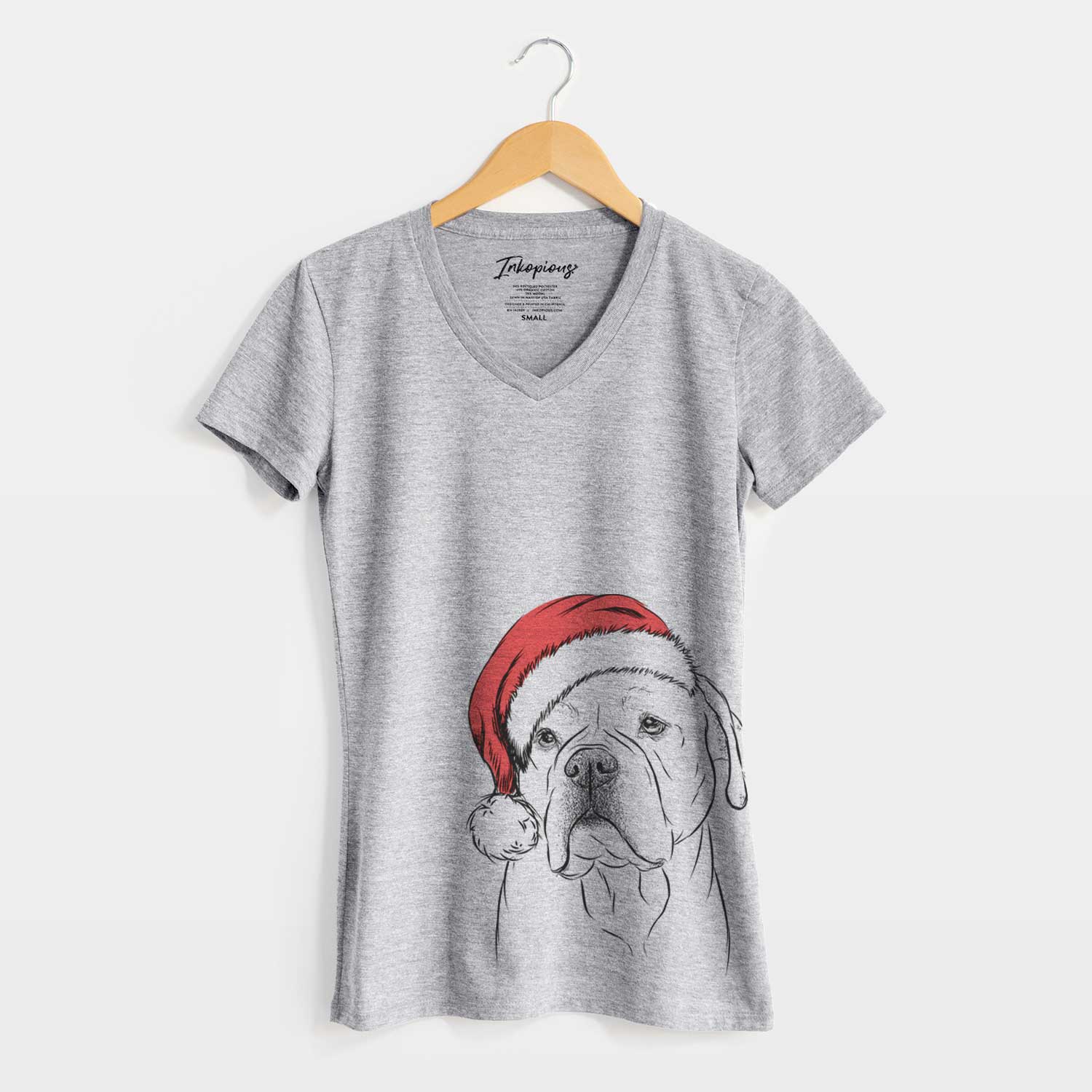 Santa Nora the American Bulldog Mix - Women's V-neck Shirt