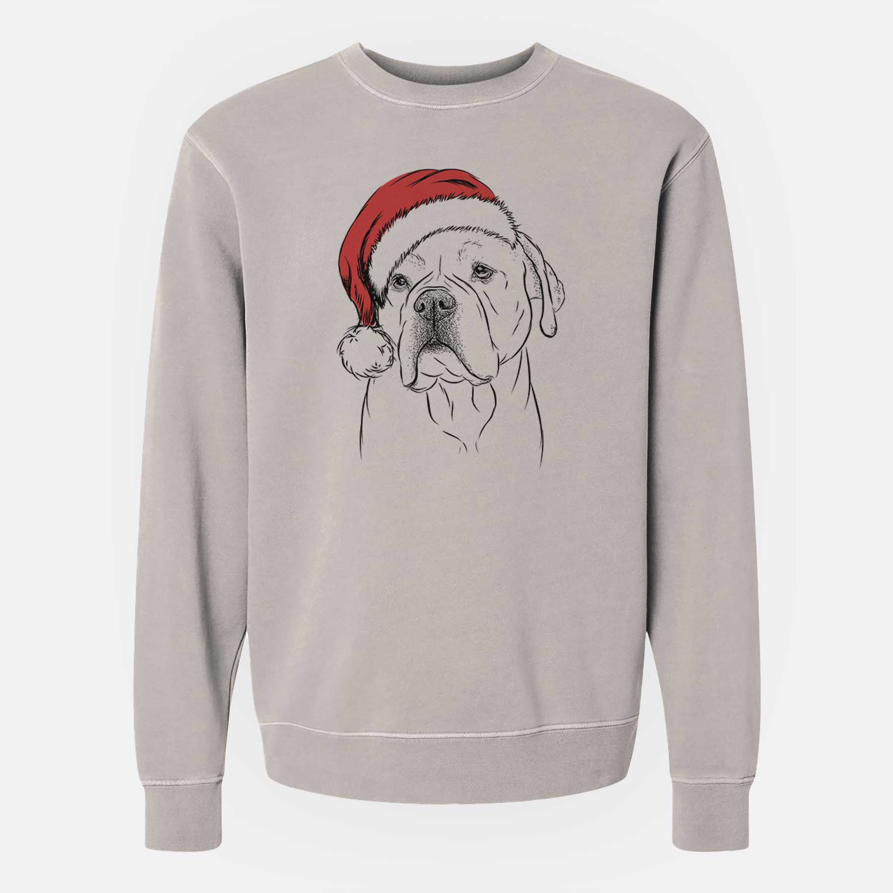 Santa Nora the American Bulldog Mix - Unisex Pigment Dyed Crew Sweatshirt