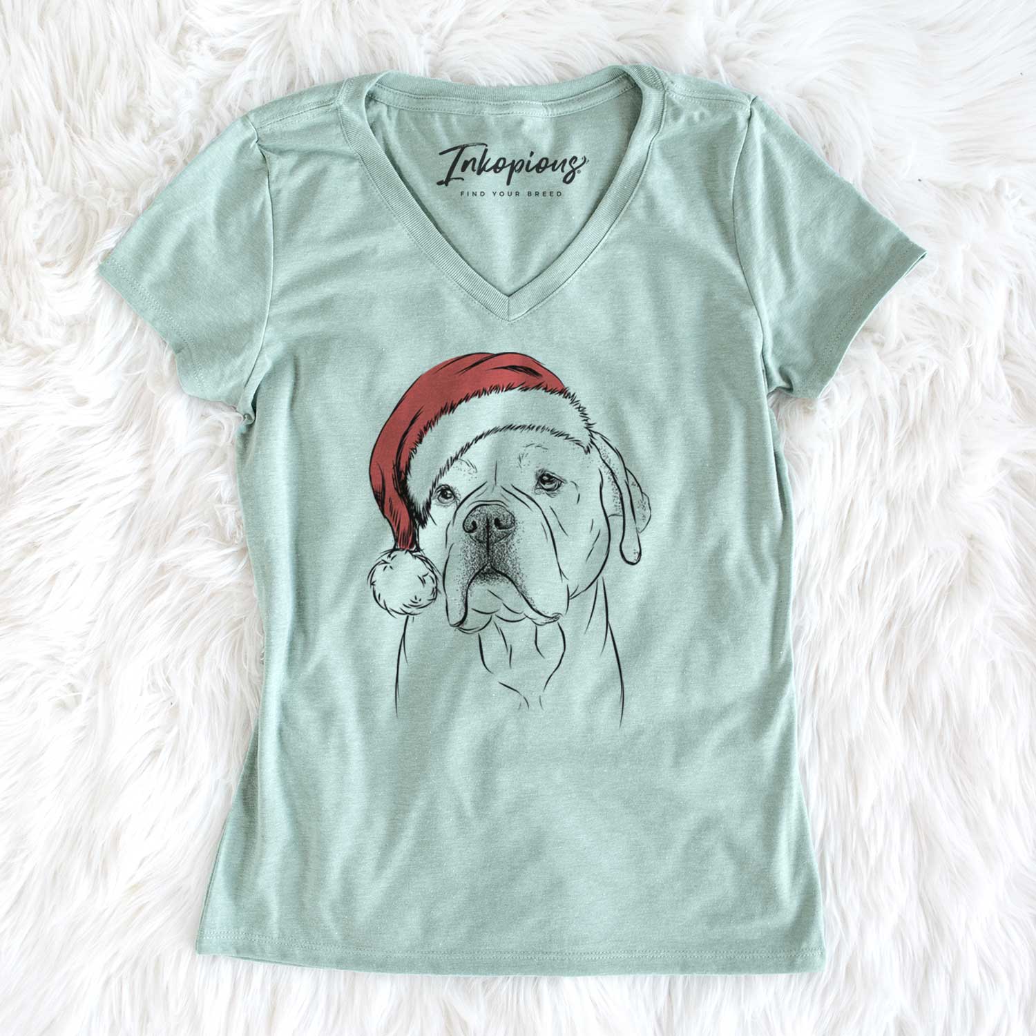 Santa Nora the American Bulldog Mix - Women's V-neck Shirt