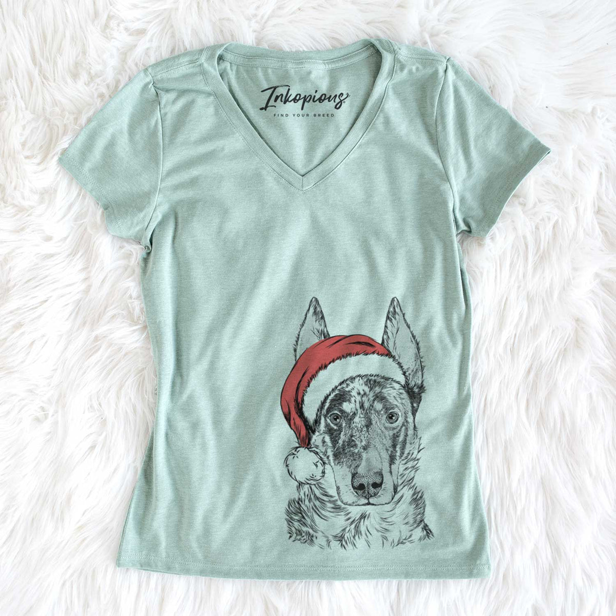 Santa Nori the Beauceron - Women&#39;s V-neck Shirt