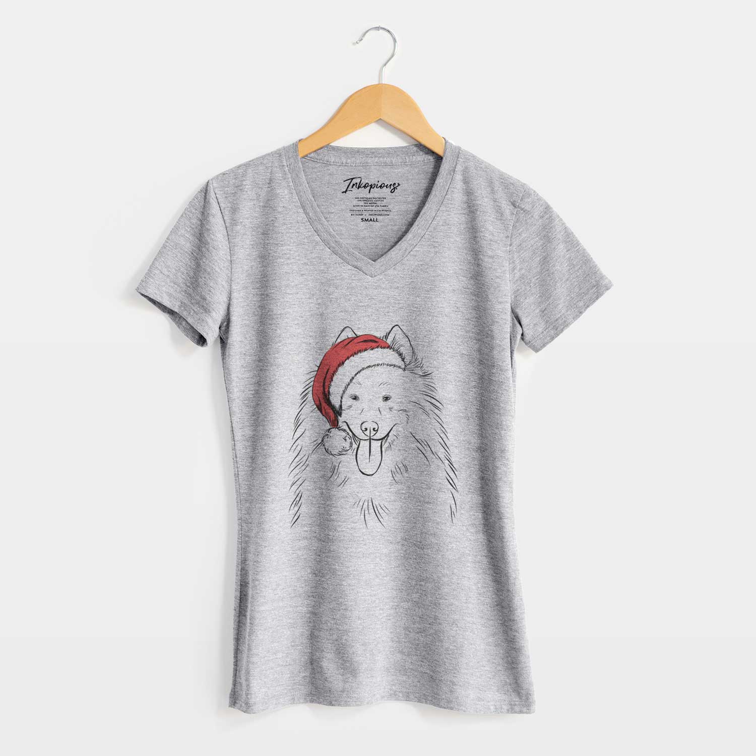 Santa Nova the Samoyed - Women's V-neck Shirt