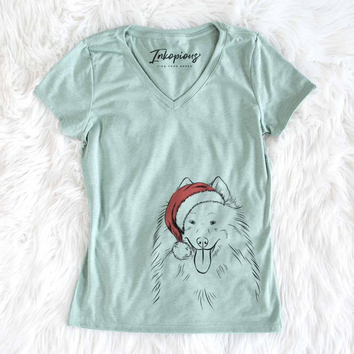 Santa Nova the Samoyed - Women&#39;s V-neck Shirt